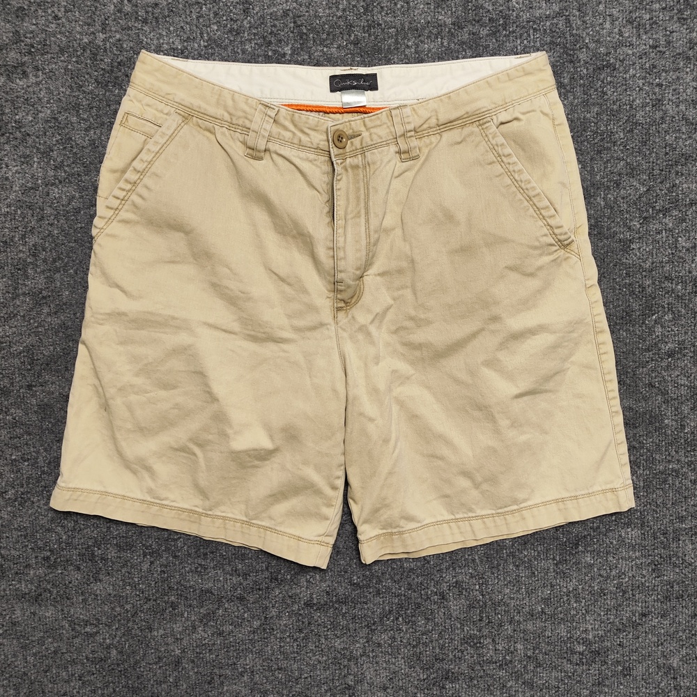 Quiksilver Shorts Mens 34 Beige Cargo Cotton Canvas Flat Front Casual Outdoor